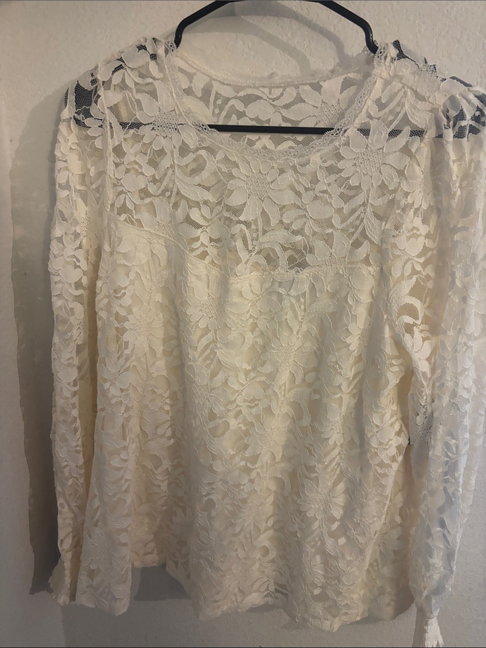 torrid Ivory Lace Long Sleeve Blouse
